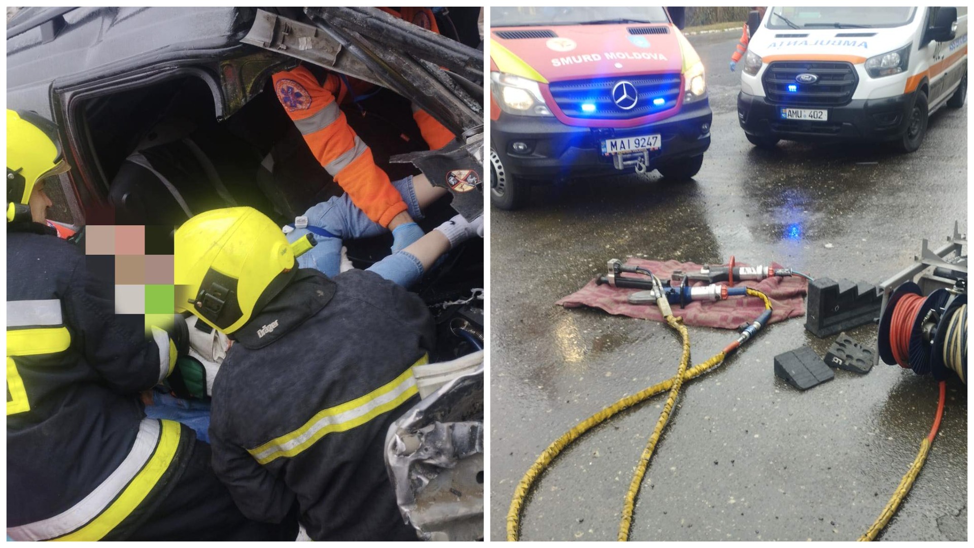 Accident fără precedent în Cantemir: O șoferiță și o pasageră au fost salvate de urgenți după ciocnirea teribilă între un TIR și o Dacia